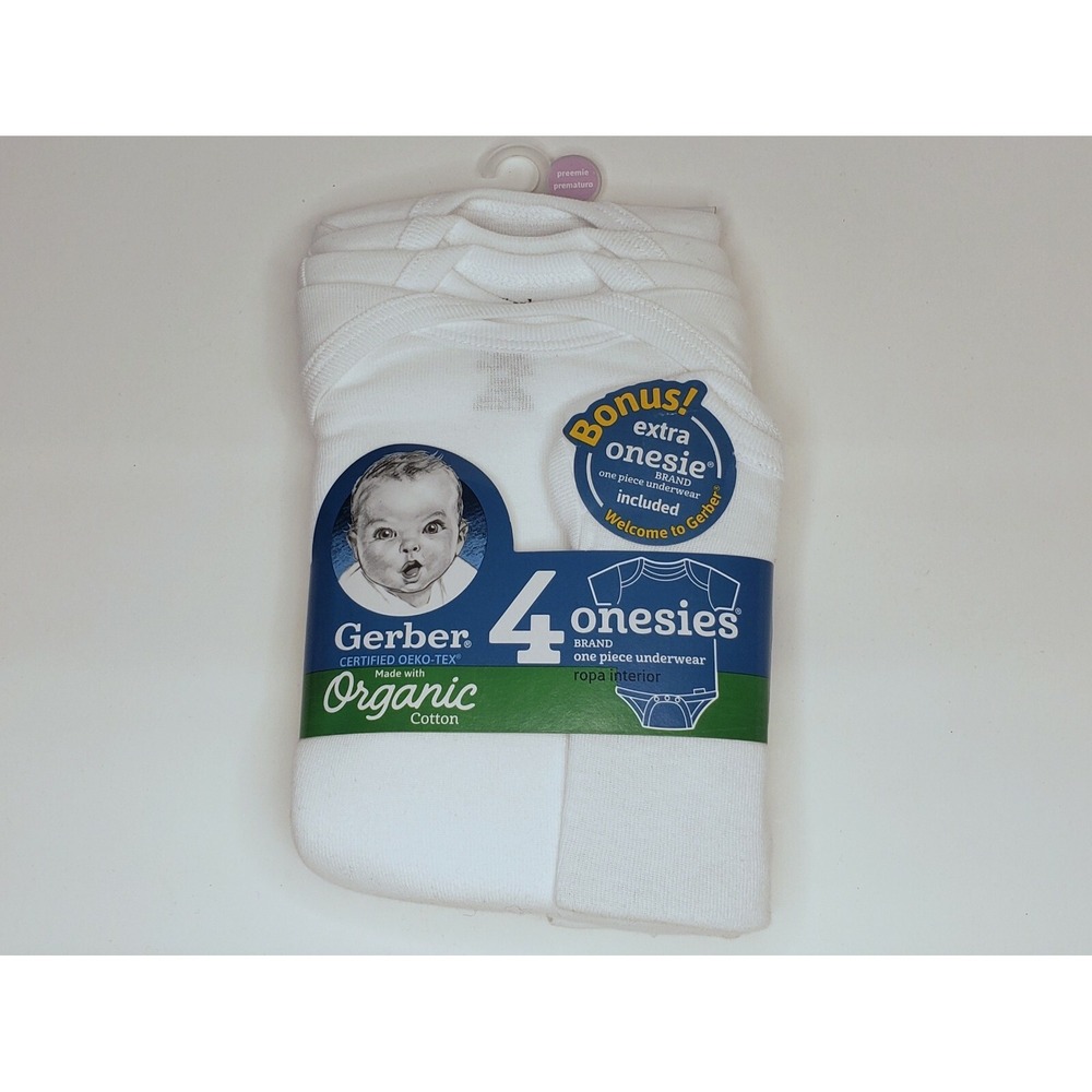 Gerber Bonus 5-Pack Unisex Short Sleeve White - Made With Organic Cotton